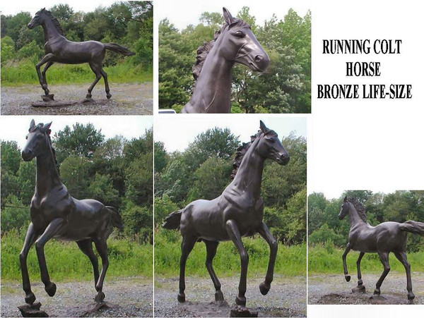 Running Colt Horse Bronze Life-size